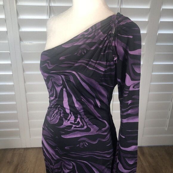 ARDEN B Women's S Abstract Animal Bodycon MINI Club Cocktail One Shoulder Dress - Picture 11 of 12